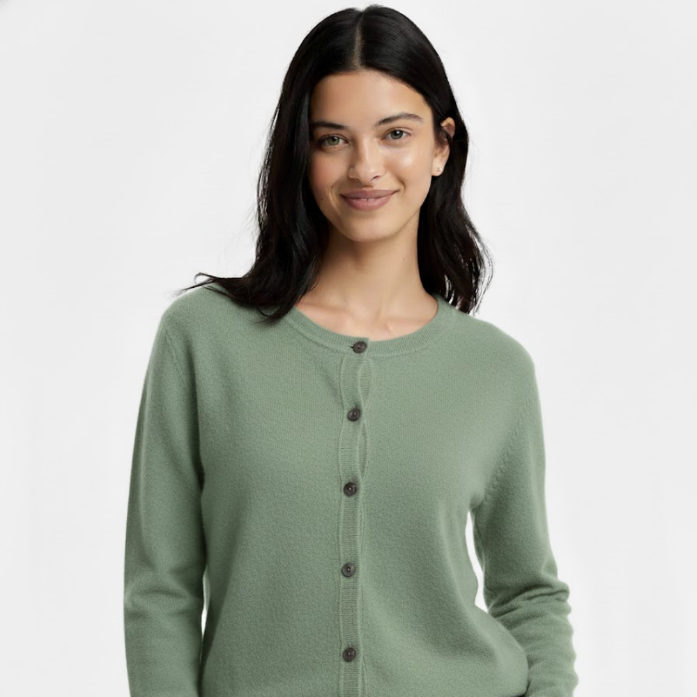 Kardigan damski z okrągłym dekoltem