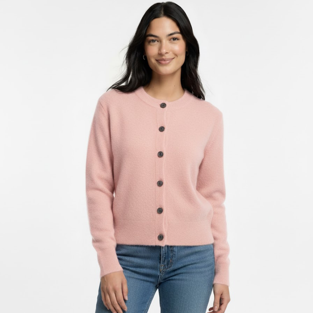 Kardigan damski z okrągłym dekoltem