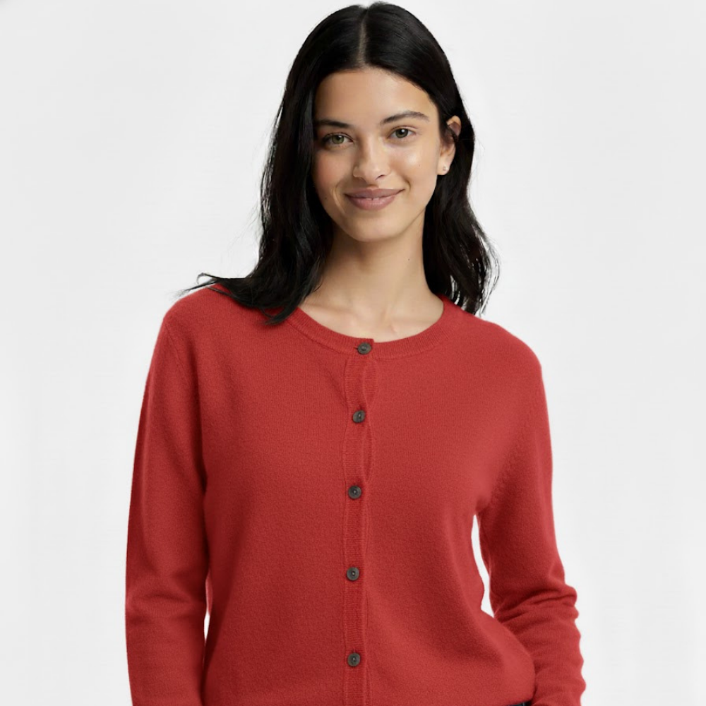 Kardigan damski z okrągłym dekoltem