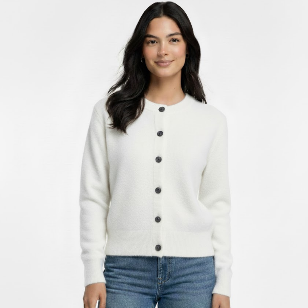 Kardigan damski z okrągłym dekoltem