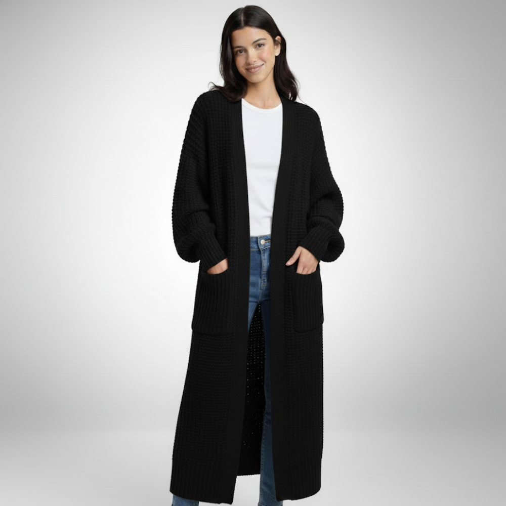 Długi, gruby kardigan damski