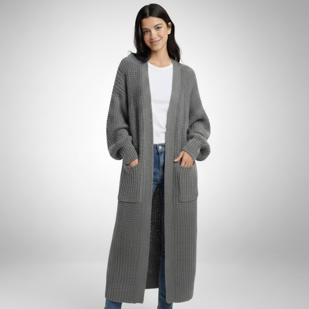 Długi, gruby kardigan damski