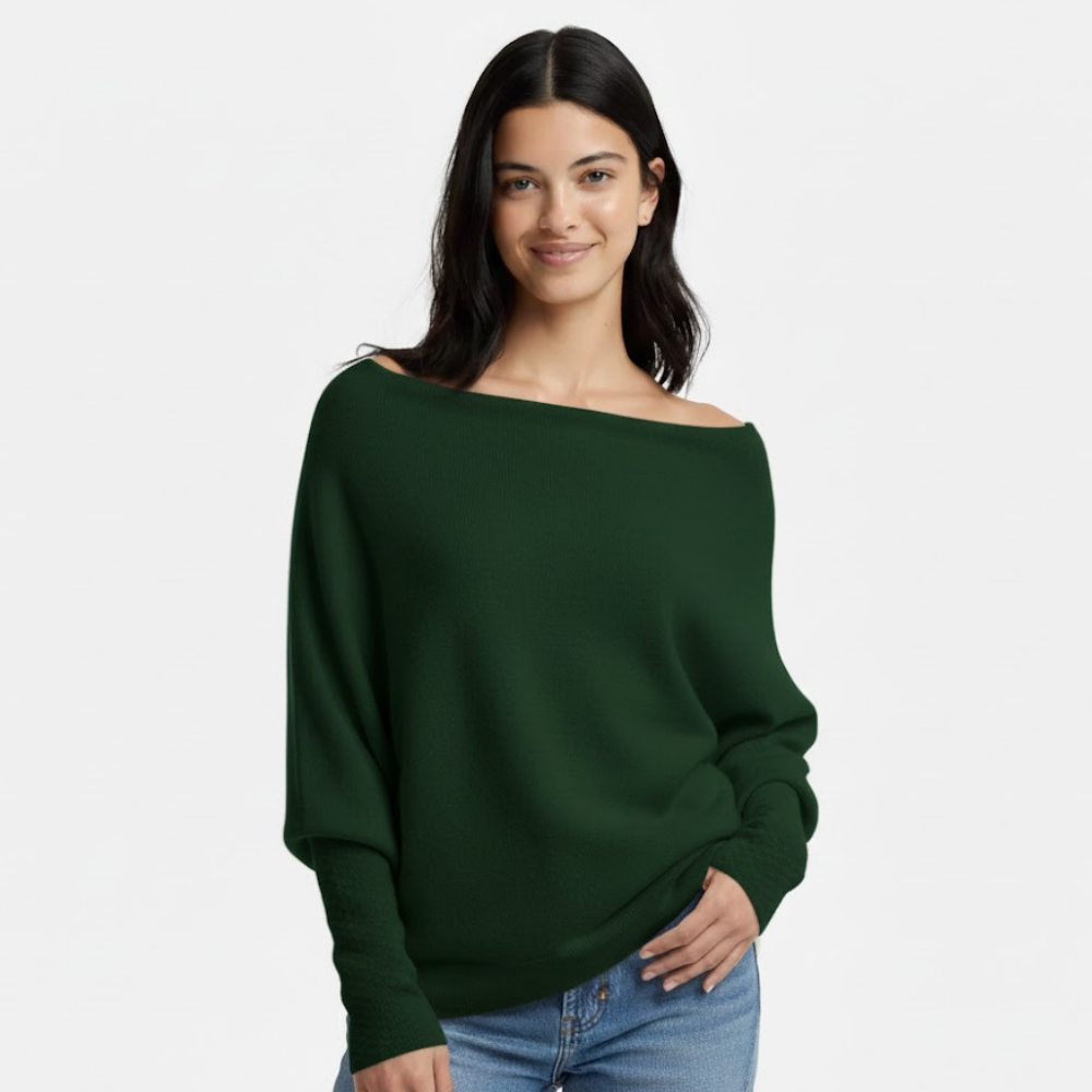 Damski sweter oversize z dekoltem w łódkę