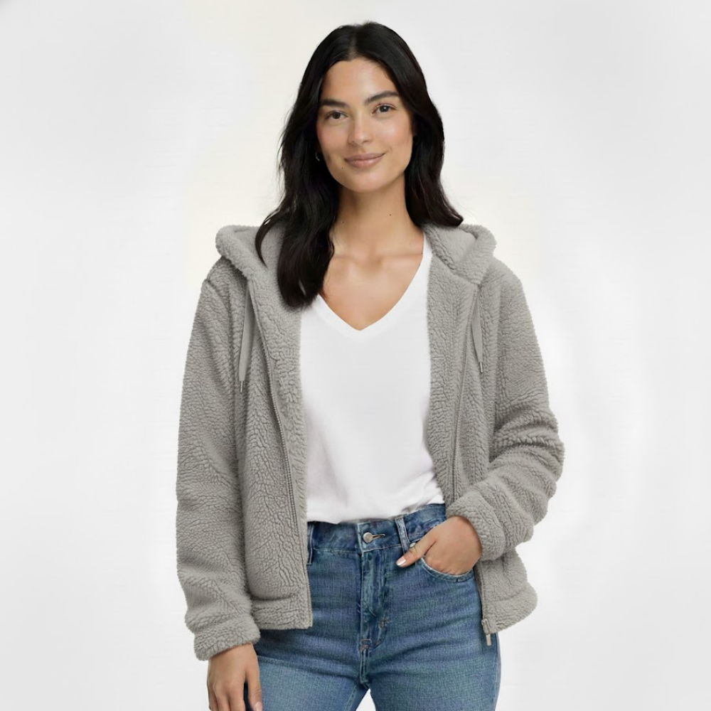 Damska kurtka polarowa Teddy z zamkiem błyskawicznym