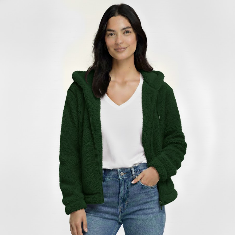 Damska kurtka polarowa Teddy z zamkiem błyskawicznym