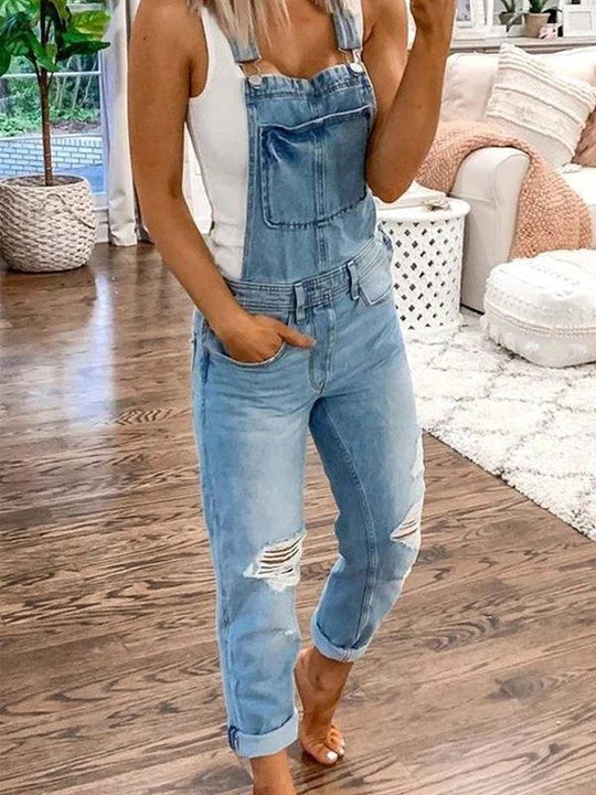 Kombinezon Jeansowy Do Kostek Streetwear Lato