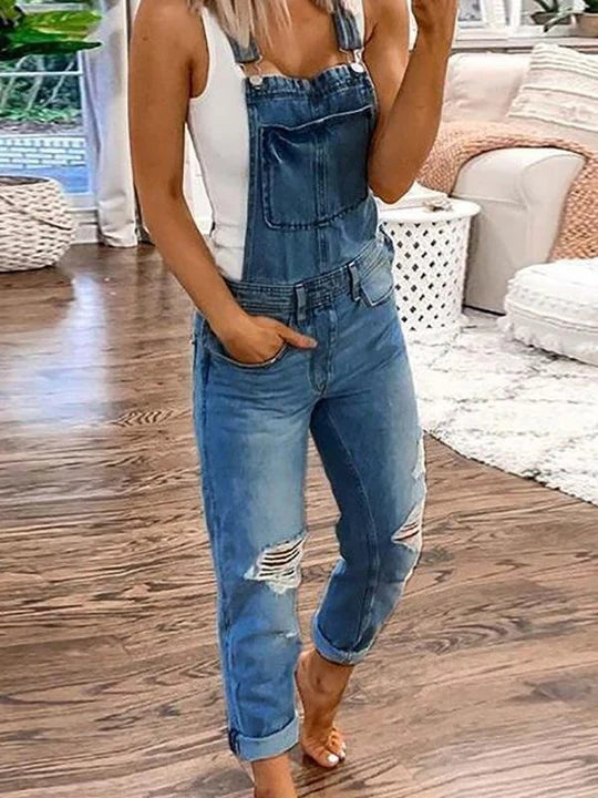 Kombinezon Jeansowy Do Kostek Streetwear Lato