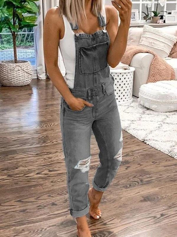 Kombinezon Jeansowy Do Kostek Streetwear Lato