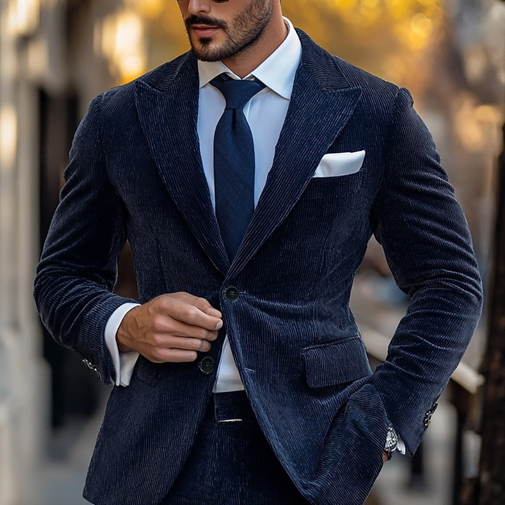 Męska Marynarka Sztruksowa Navy Blue