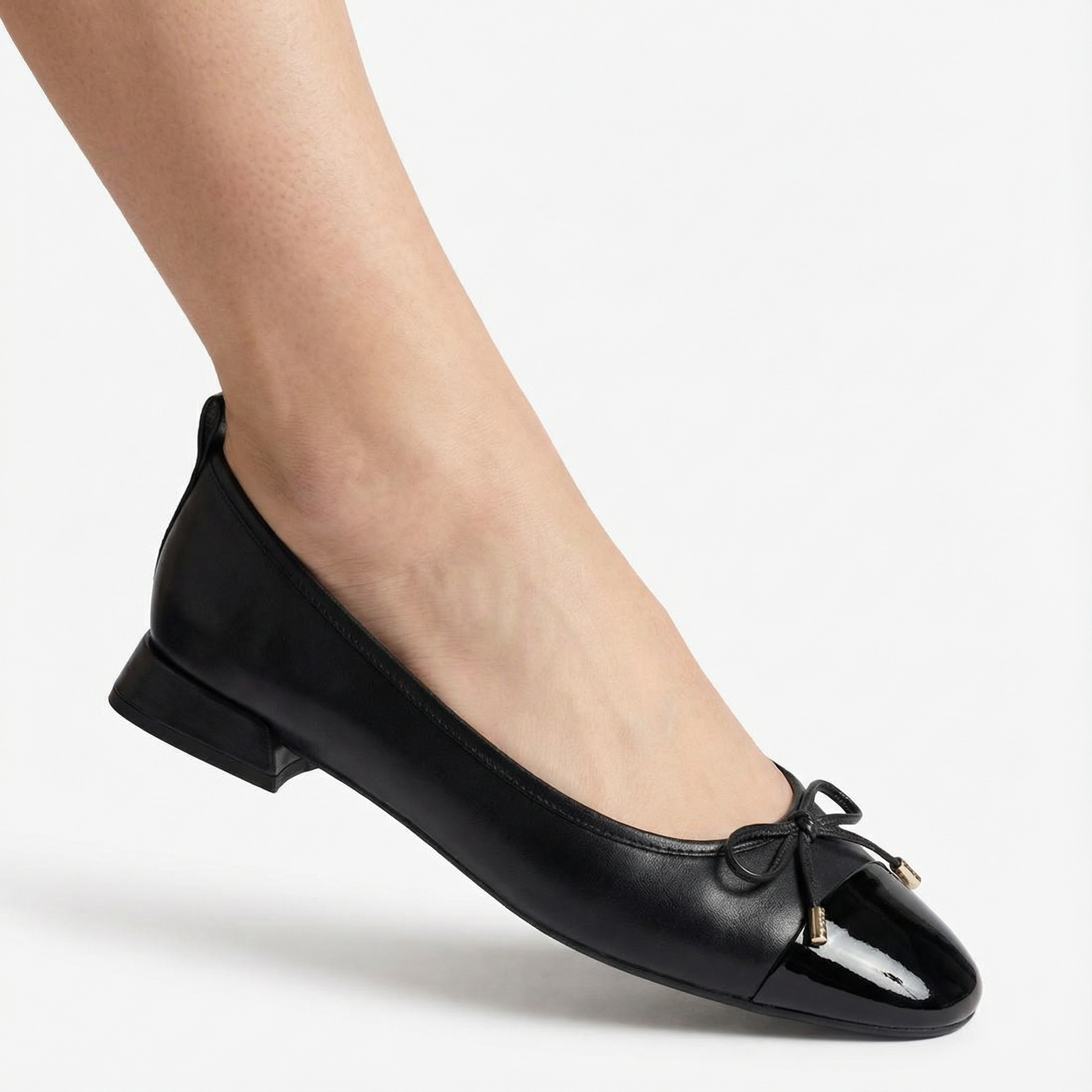 Baleriny Wsuwane Płaskie Eleganckie Skóra Damskie