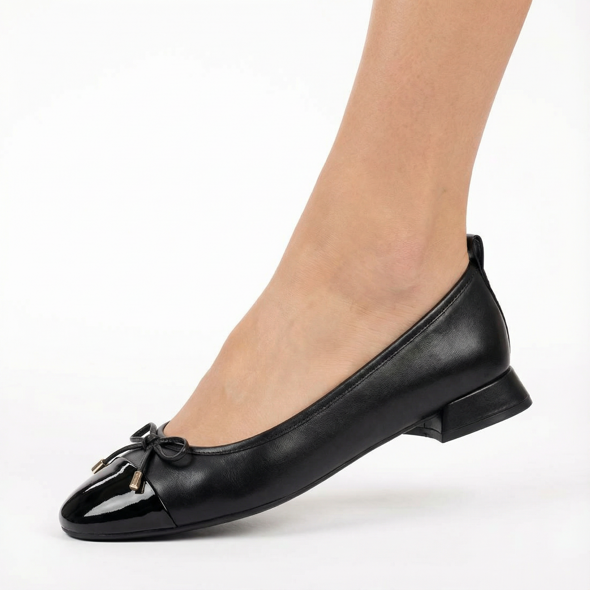 Baleriny Wsuwane Płaskie Eleganckie Skóra Damskie