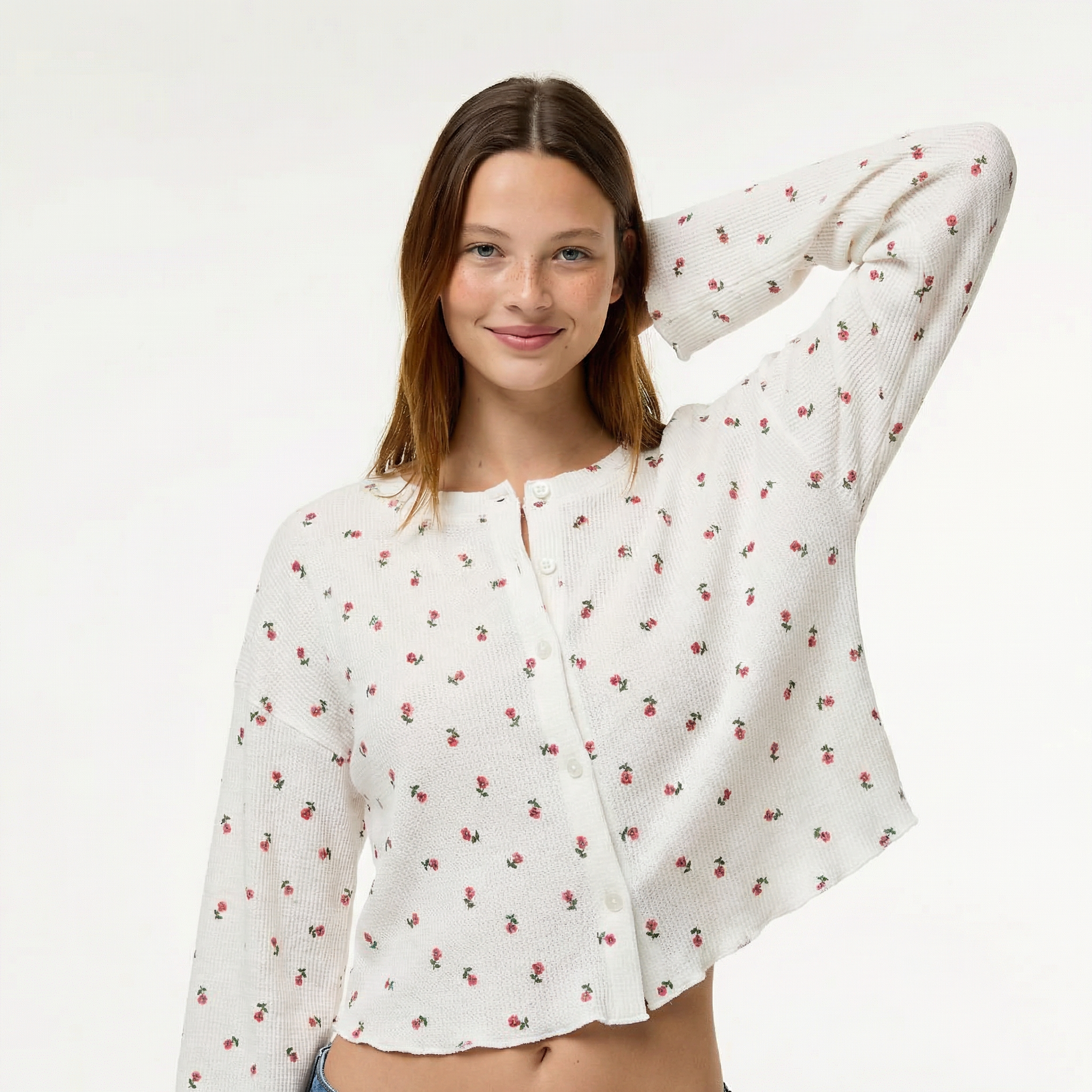 Piżama Satynowa w Kwiaty Komplet Koszulka i Szorty Damska