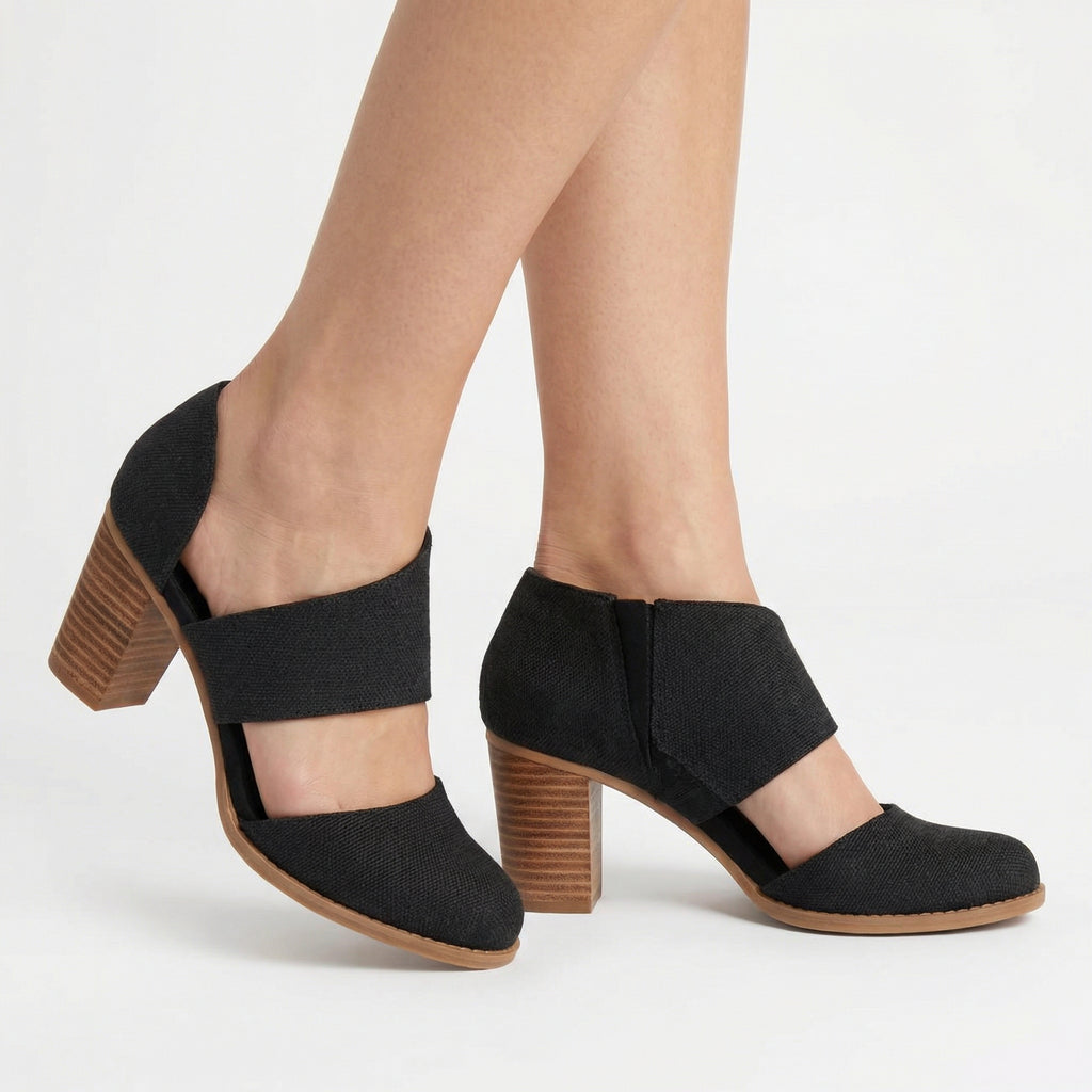 Czółenka Milan z Zakrytymi Palcami – Geometryczna Skóra PU, Wkładka CloudBound, Zamek Boczny