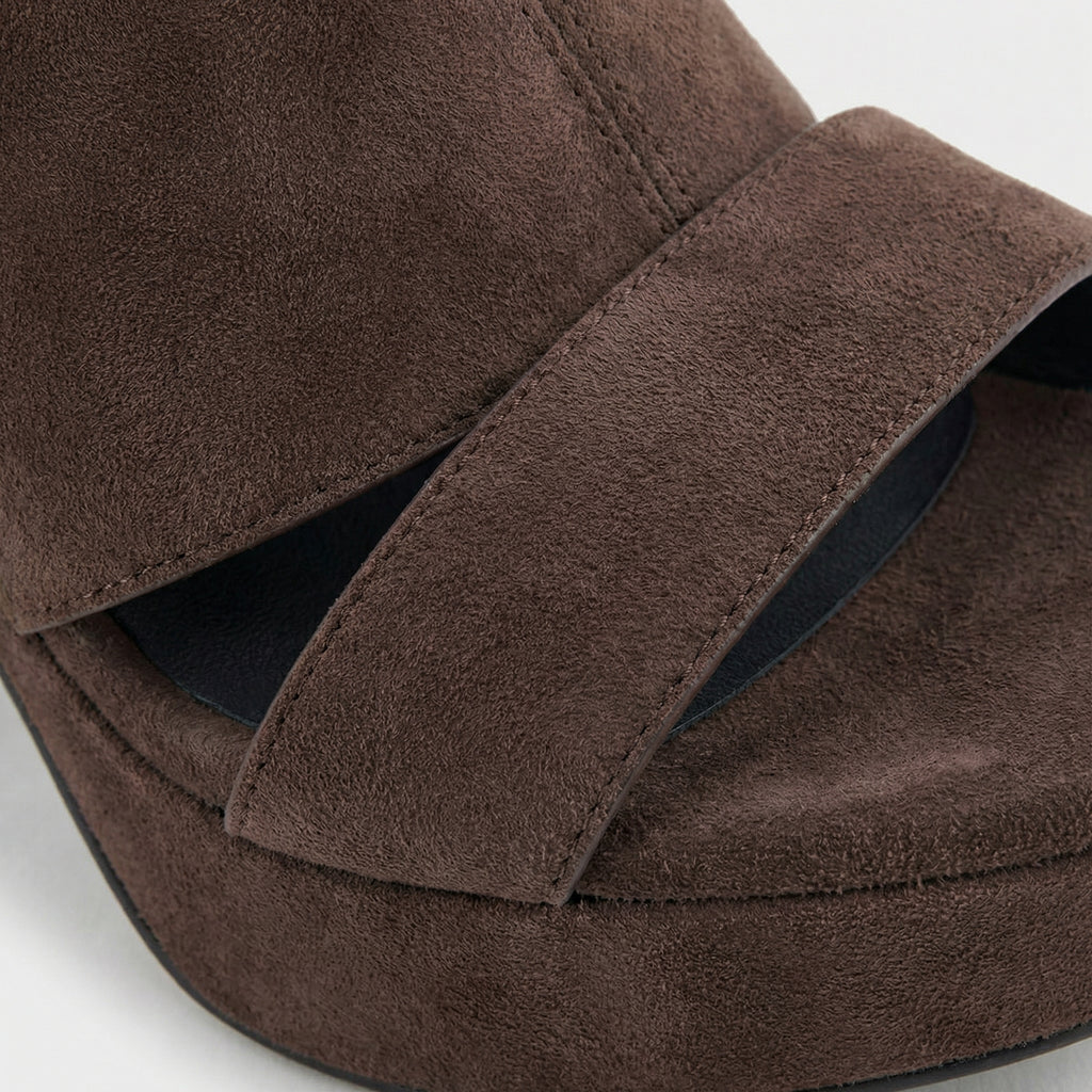 Brązowe Sandały Camera na Platformie – Naturalny Zamsz, Wkładka, Podeszwa Diamond Flex