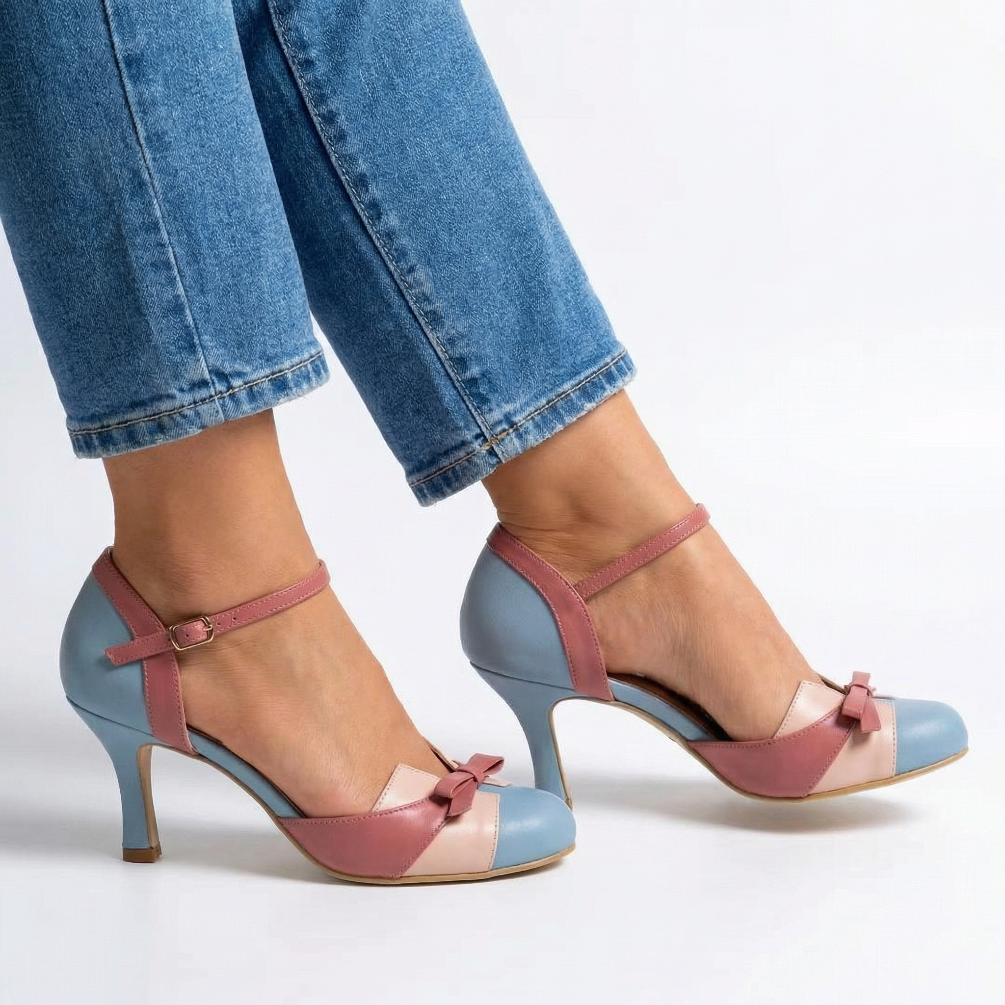 Sandały Na Obcasie Regulowany Pasek Na Kostkę Lato