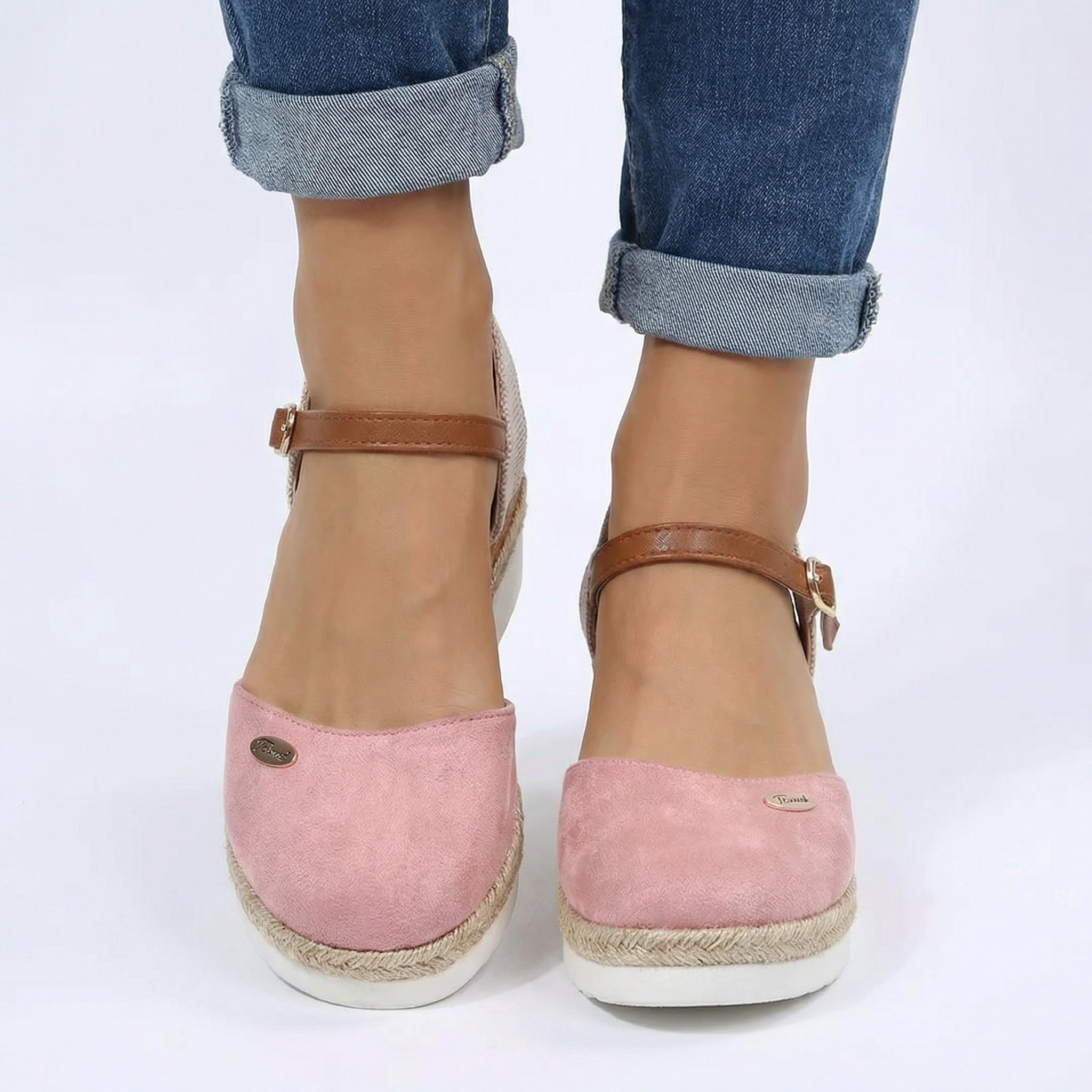 Espadryle na Platformie Lillian – Zakryte Palce, Podeszwa z Juty, Regulowany Pasek wokół Kostki