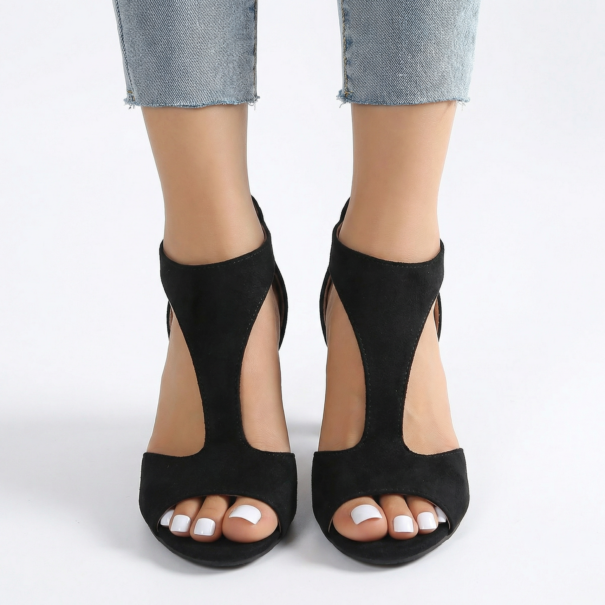 Damskie Zamszowe Czółenka Ortopedyczne na Słupku – Wsparcie Łuku Stopy, Obcas 4 cm, Wkładka Memory Foam