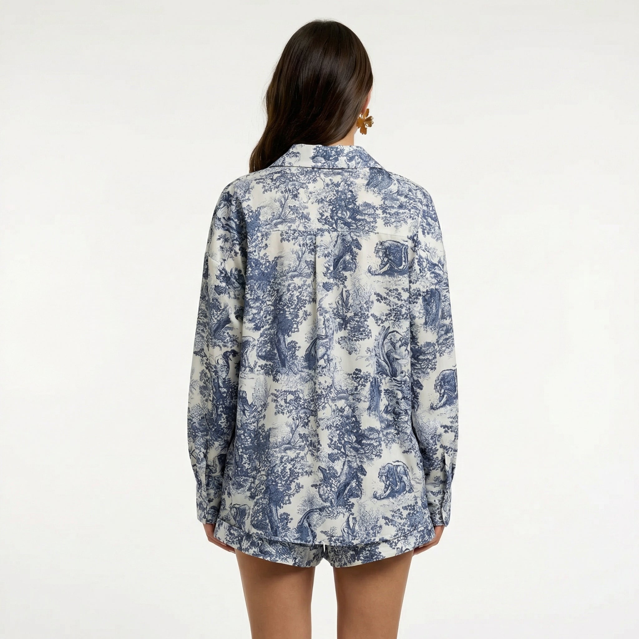 3-częściowy komplet z szortami w kwiaty – Lekki top, szorty i kamizelka, Przewiewna tkanina, Letni zestaw wakacyjny