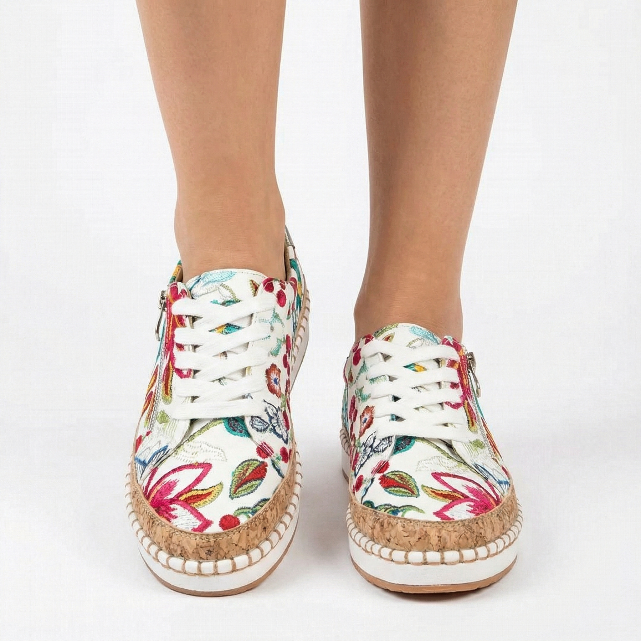 Damskie Ortopedyczne Buty do Chodzenia w Kwiaty – Wsparcie Łuku Stopy, Szerokie Noski, Ergonomiczna Amortyzacja