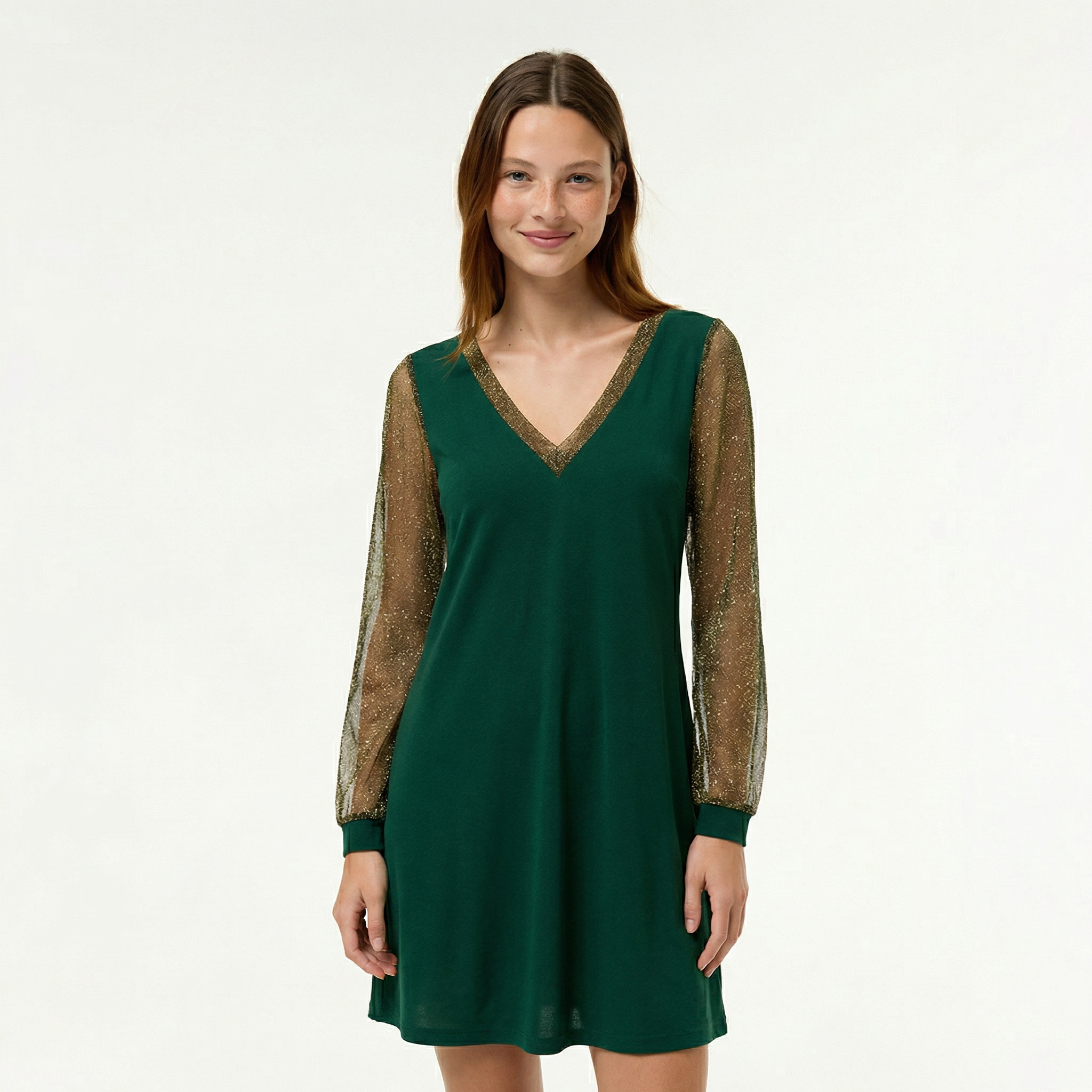 Luksusowa Sukienka Midi Sustainable – Ponadczasowa Zwiewna Sylwetka, Podkreślona Talia, Ekologiczna Mieszanka Materiałów