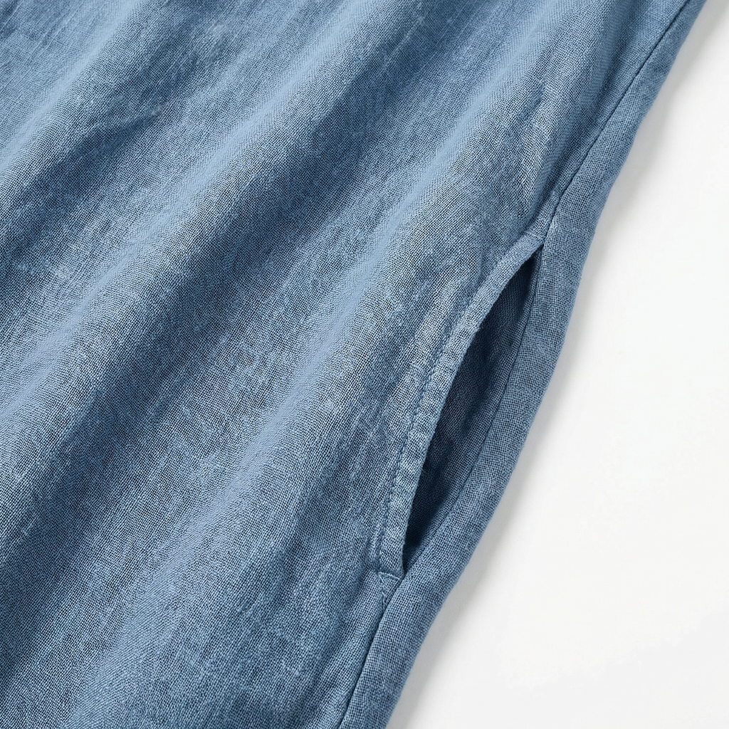 Sukienka Midi Bawełniana Krótki Rękaw Z Kieszeniami Letnia