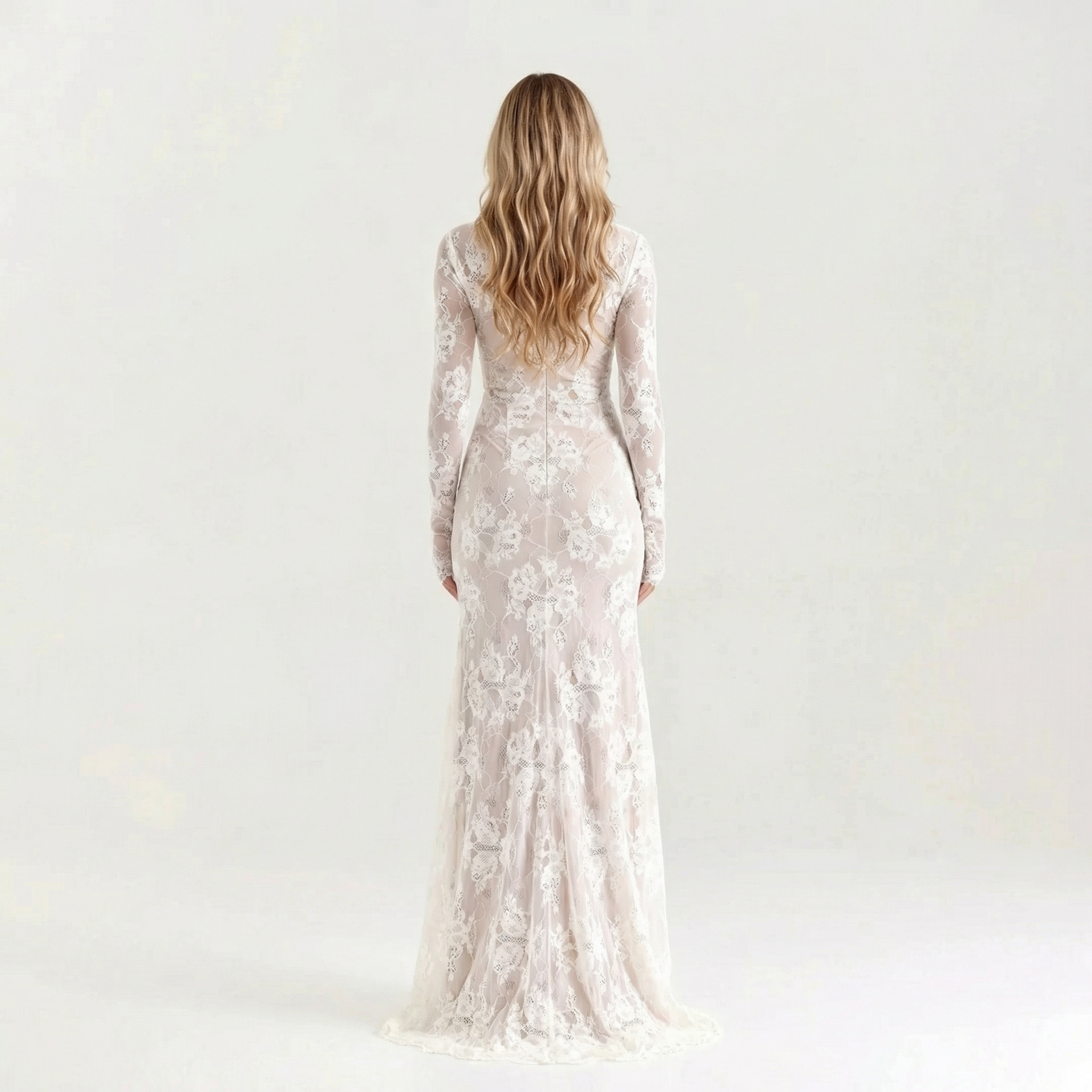 Damska Kwiatowa Sukienka Maxi z Gorsetem – Prześwitująca Koronka, Usztywniana Góra Gorsetowa, Dopasowana Sylwetka