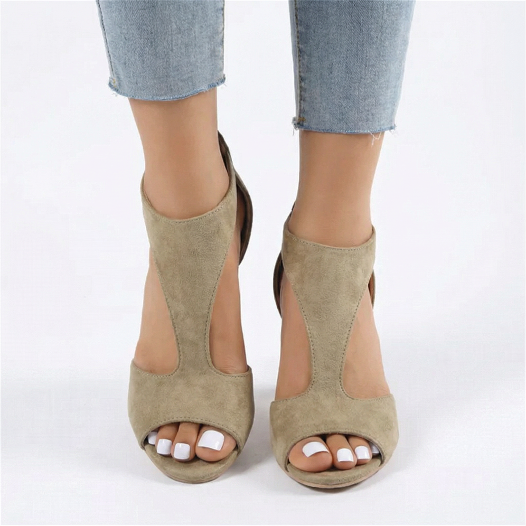 Damskie Ortopedyczne Sandały na Obcasie Aniela – Wspierająca Wkładka, Miękka Wyściółka, Antypoślizgowy Stabilny Słupek