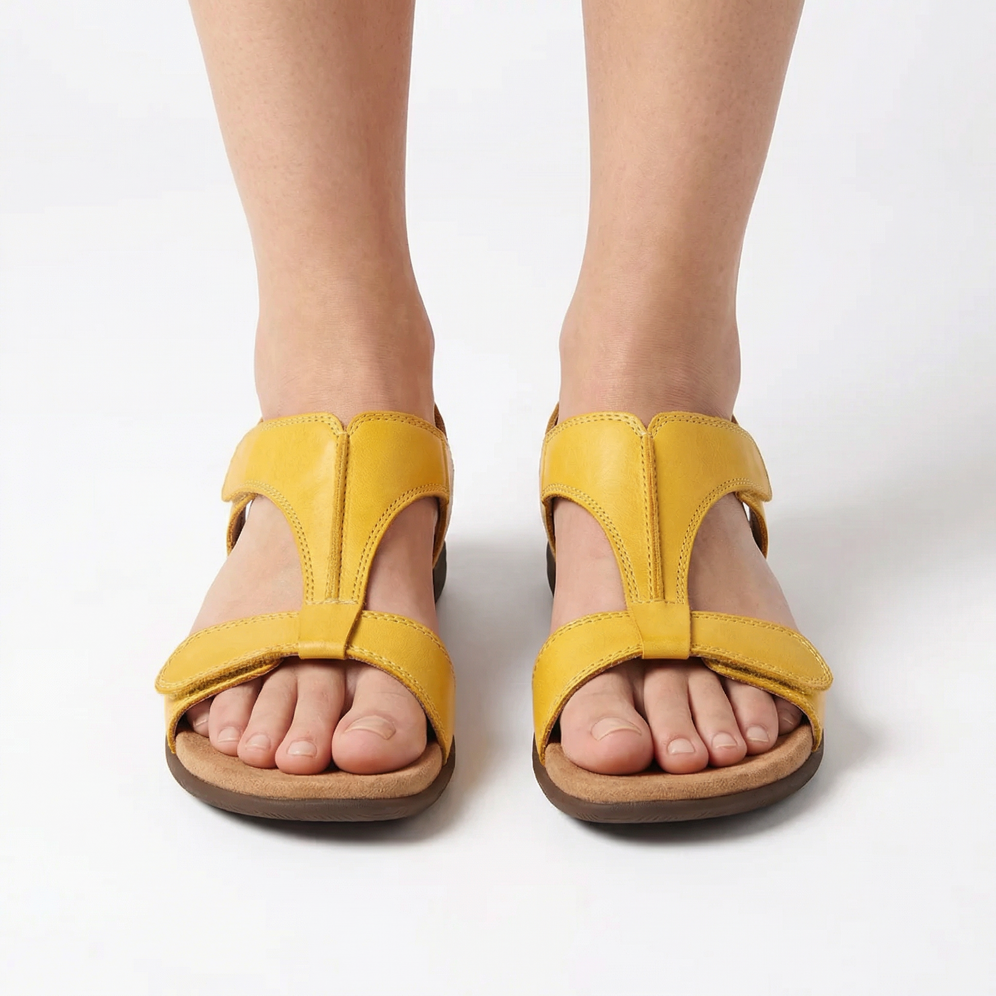 Damskie Ortopedyczne Sandały do Chodzenia – Regulowane Paski na Rzepy, Wsparcie Łuku Stopy, Amortyzowana Wkładka