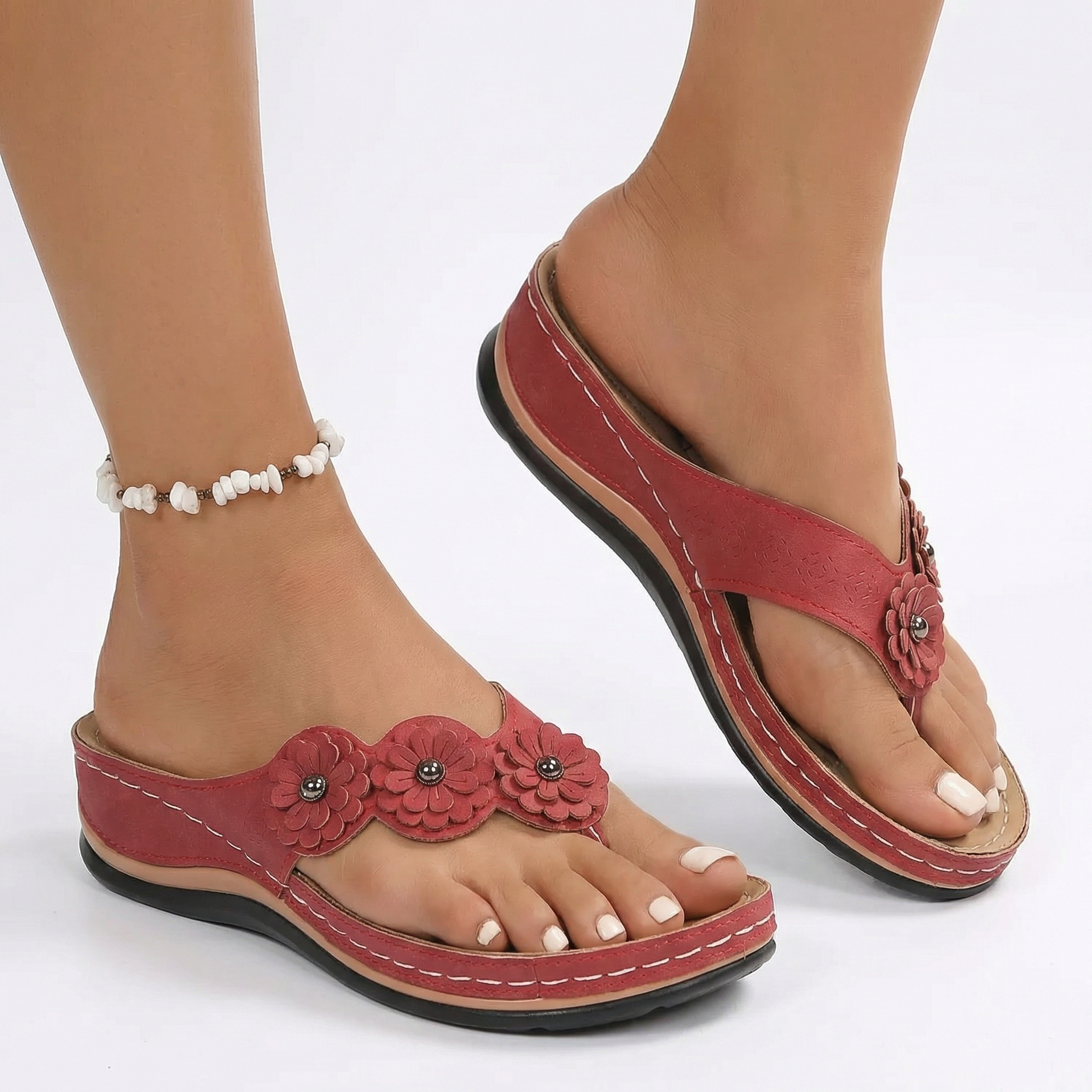 Damskie Sandały Ortopedyczne Flammara – Anatomiczna Wkładka, Zaawansowane Wsparcie Łuku Stopy, Ulga przy Zapaleniu Rozcięgna Podeszwowego