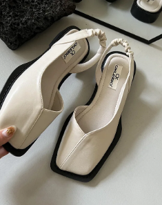 Damskie Sandały Lea z Kwadratowym Noskiem i Paskiem na Piętę – Nowoczesny Design, Korzystne Dopasowanie, Syntetyczna Cholewka